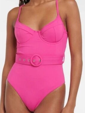 Jonathan Simkhai Noa Belted Swimsuit Pink Size Large
